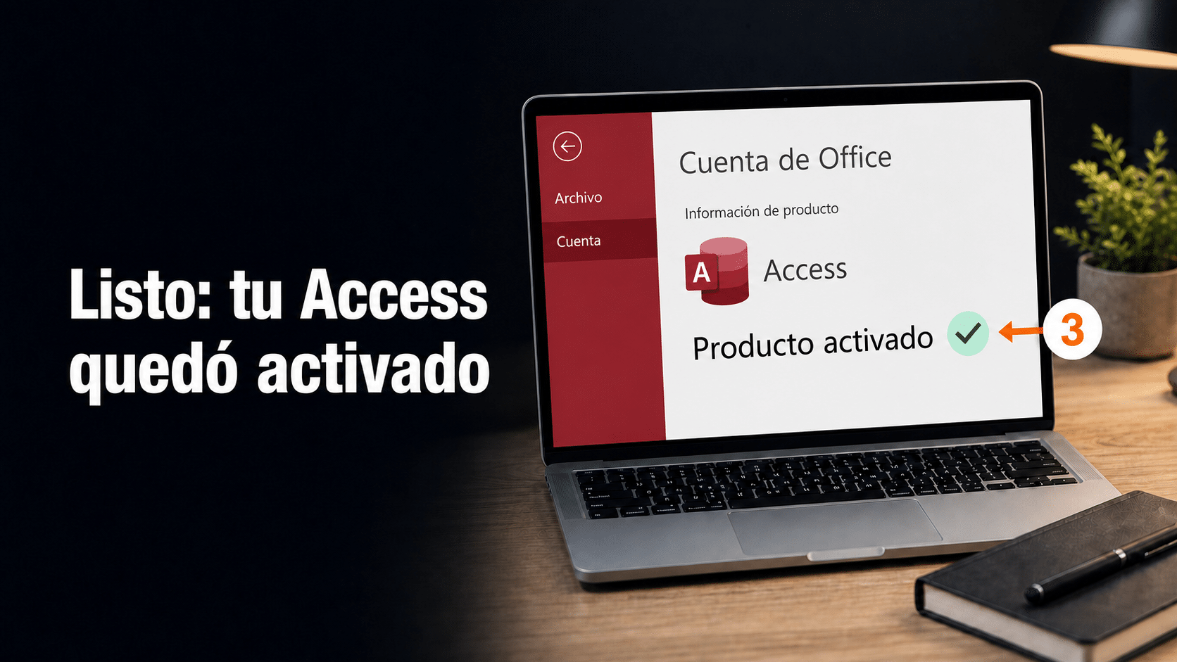 Archivo Cuenta de Office en Access mostrando Producto activado