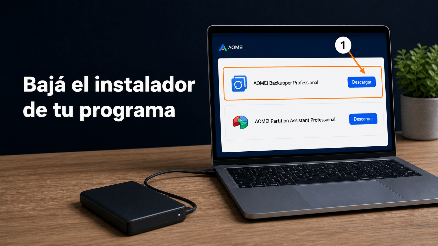Descargas de AOMEI con Backupper Professional y Partition Assistant Professional