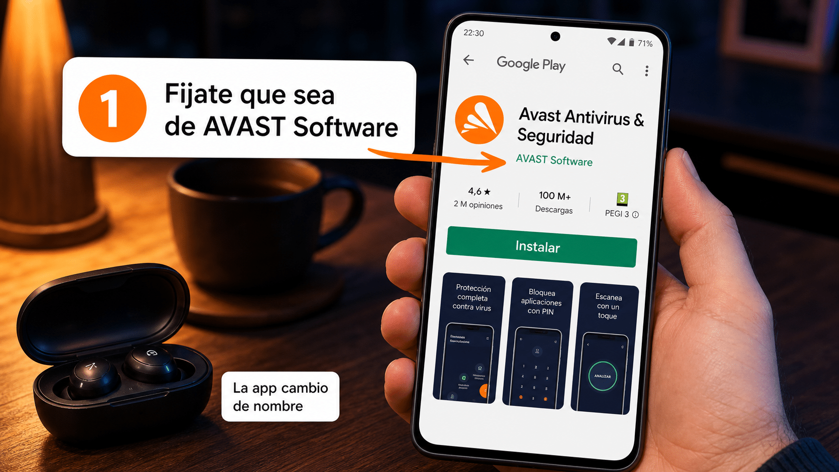 Ficha de Google Play de Avast Antivirus y Seguridad publicada por AVAST Software