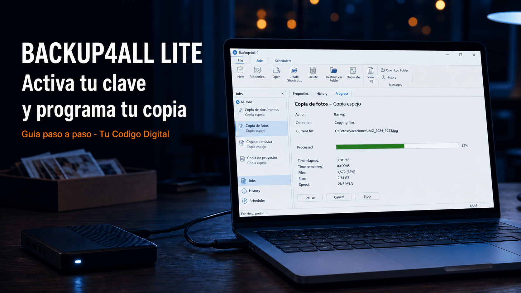 Backup4all Lite: guía para activarlo y programar tu primera copia
