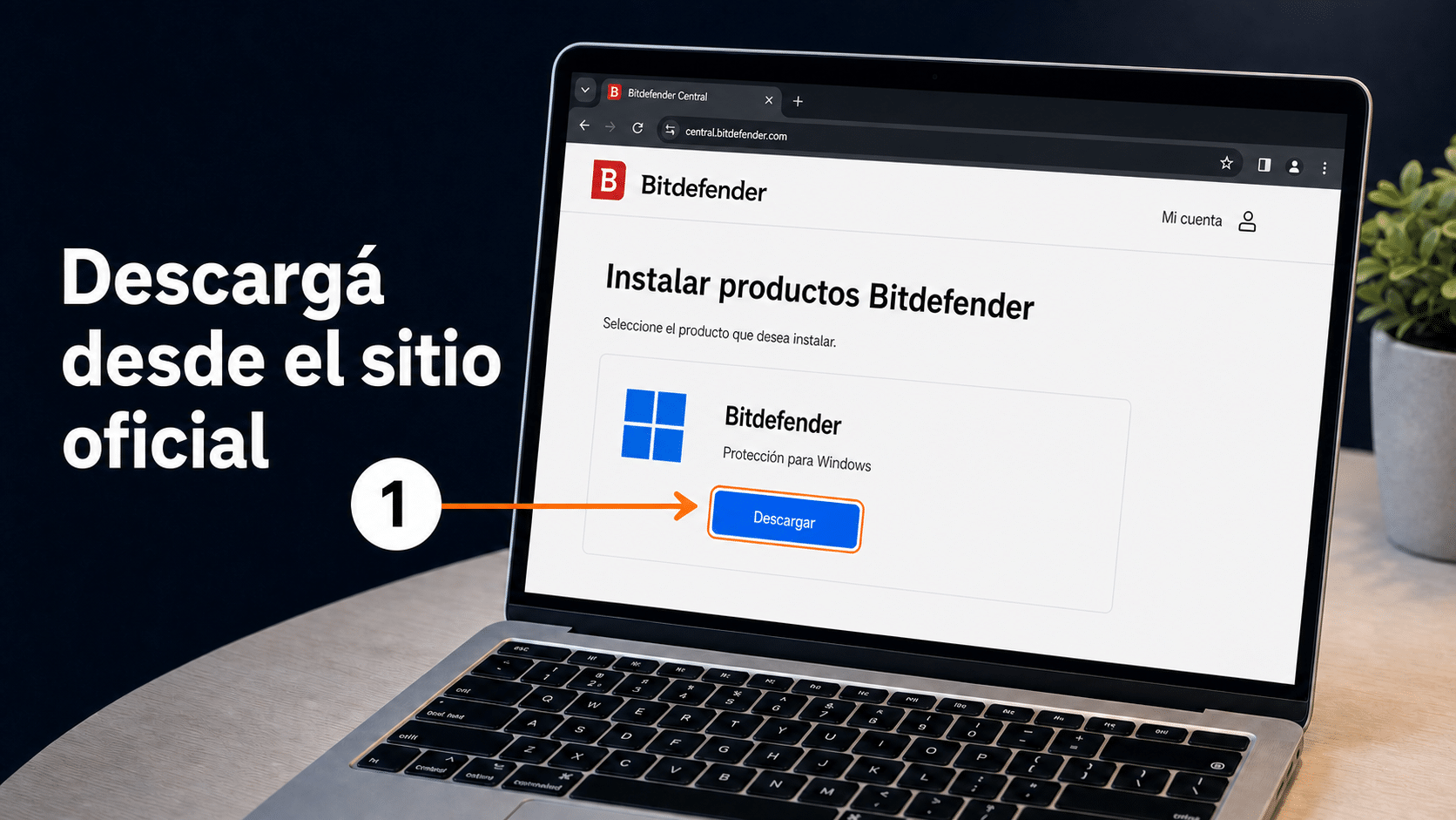 Página oficial de Bitdefender con el botón de descarga del instalador