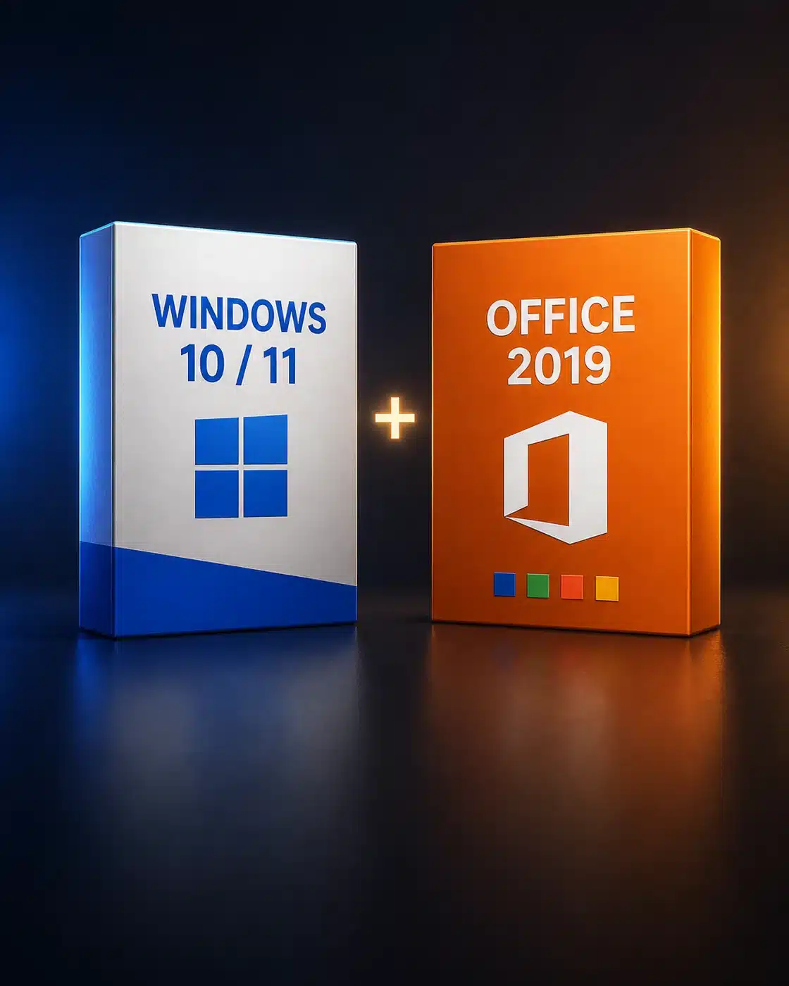 Combos de Windows 10 y Windows 11 con Office 2019 en cajas de igual tamaño