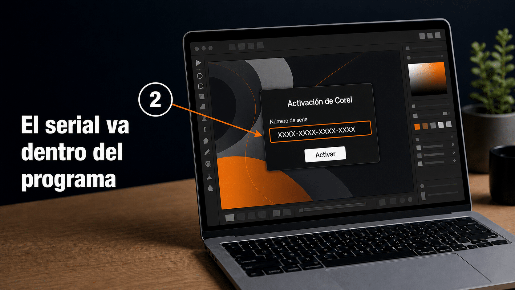 Ventana de activación de Corel para ingresar el número de serie dentro del programa