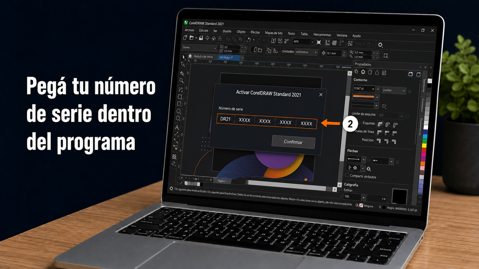 Ventana de activación de CorelDRAW para ingresar el número de serie dentro del programa