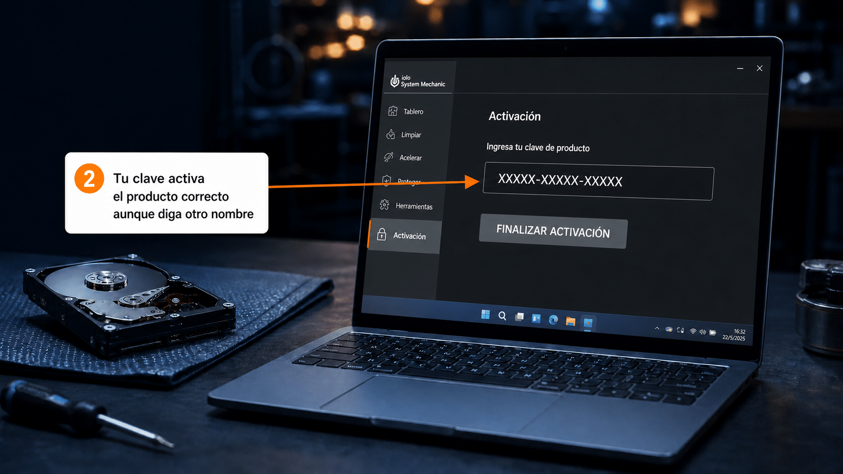 Pantalla de activación de DriveScrubber con el campo de Activation Key
