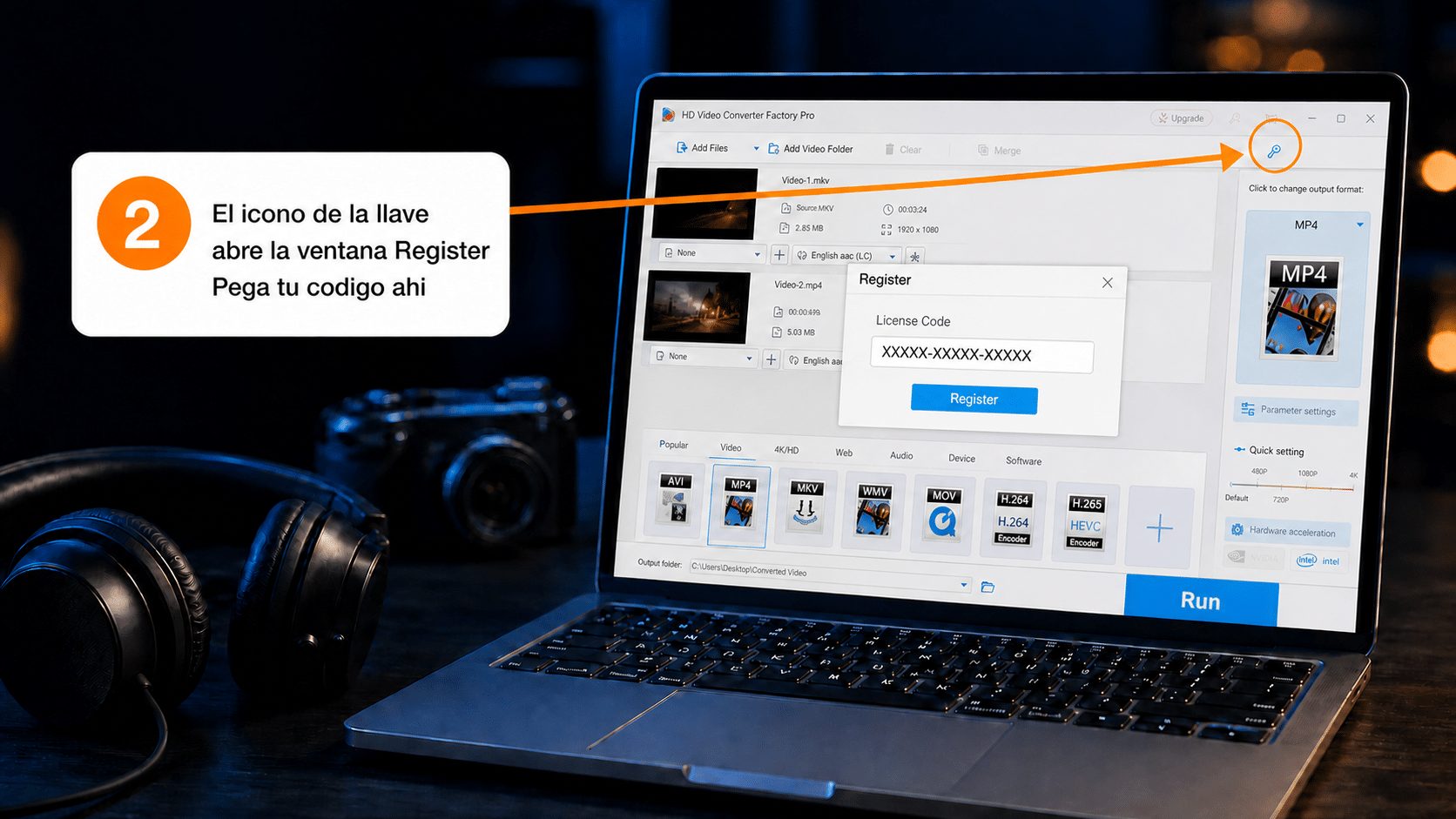 Ventana Register de HD Video Converter Factory Pro con el campo License Code