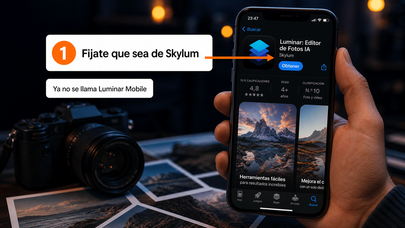 Ficha de la App Store de Luminar Editor de Fotos IA, del desarrollador Skylum
