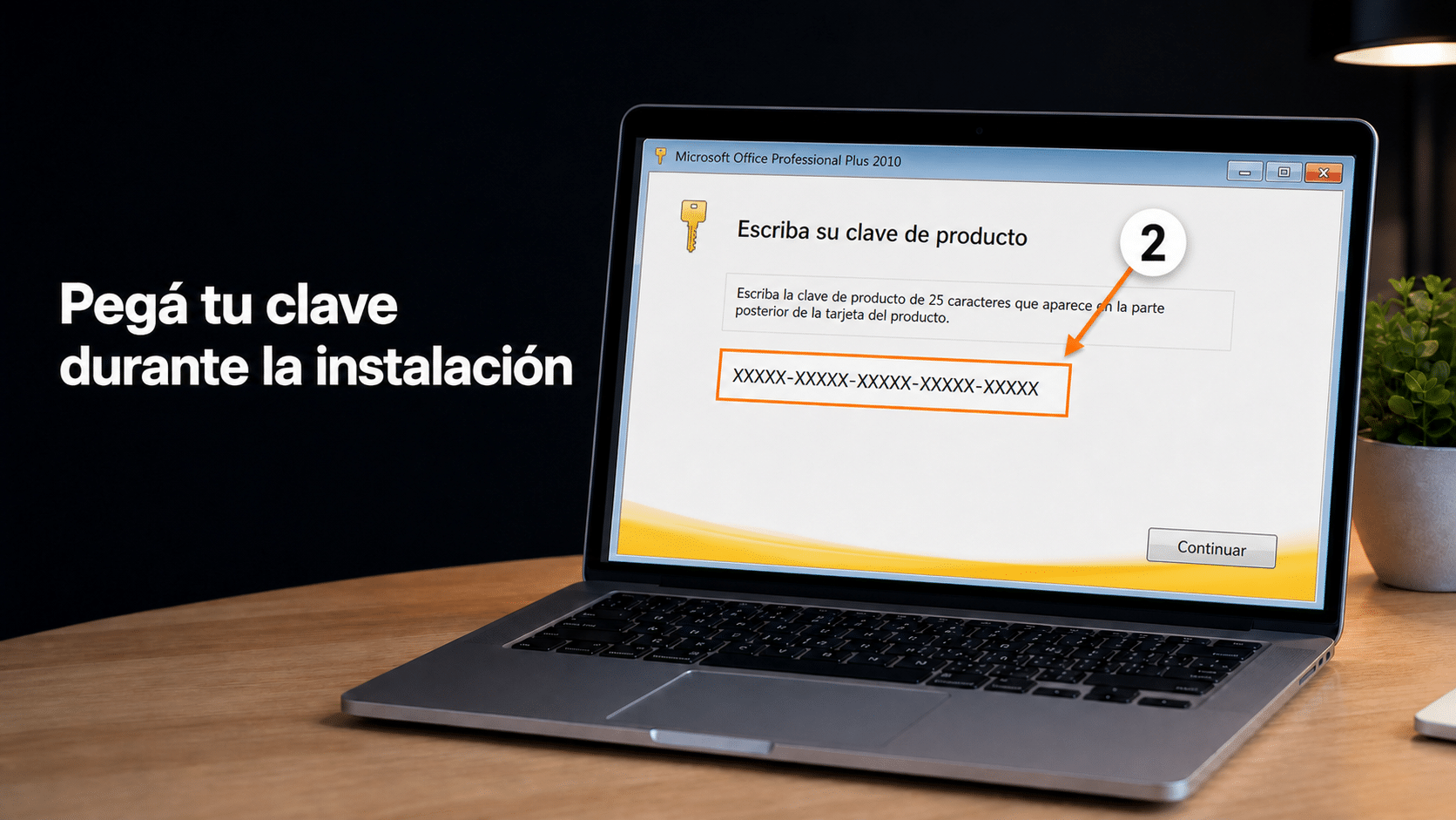Instalador de Office 2010 pidiendo la clave de producto de 25 caracteres