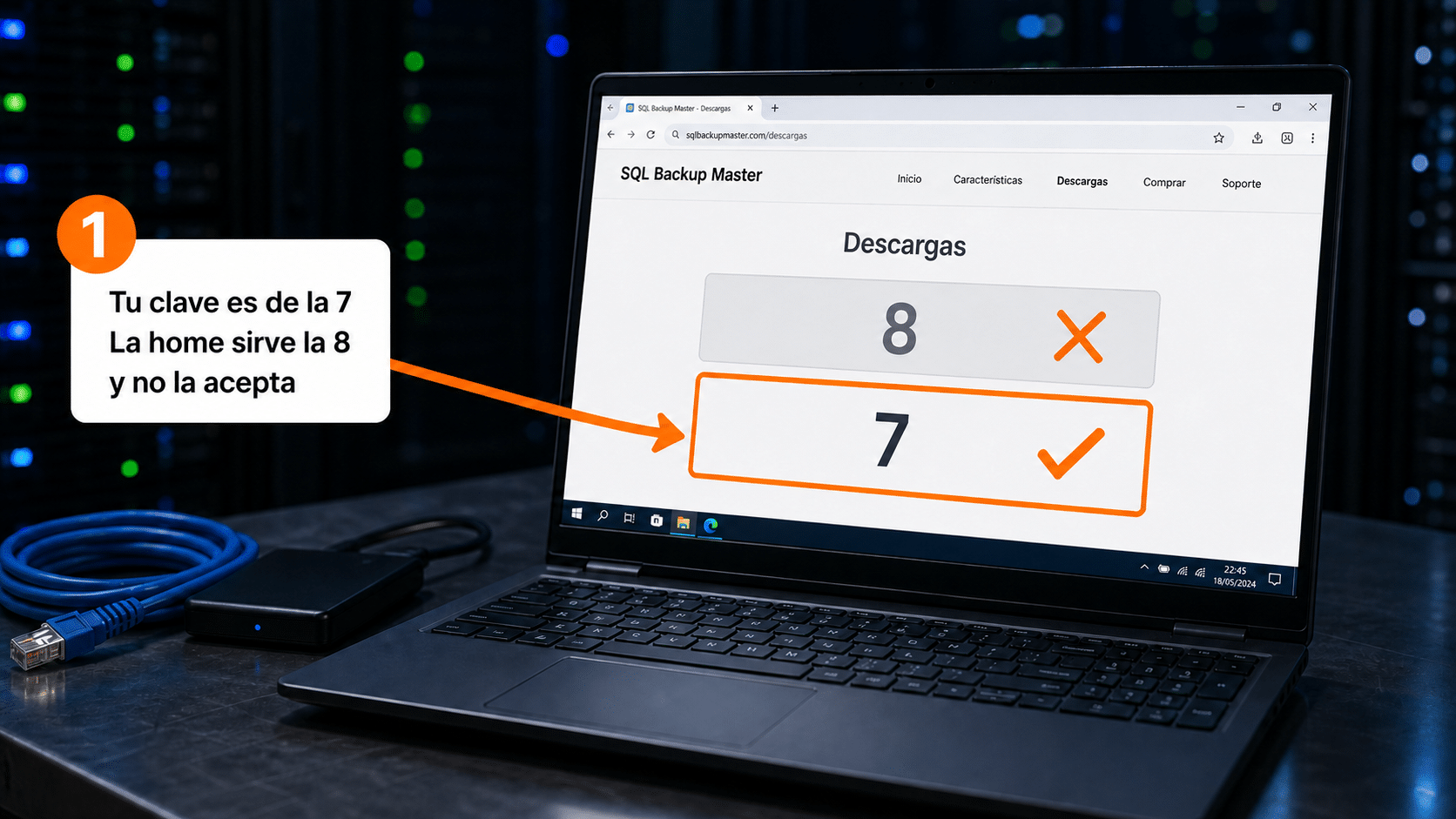 Página oficial de versiones anteriores de SQL Backup Master con la versión 7