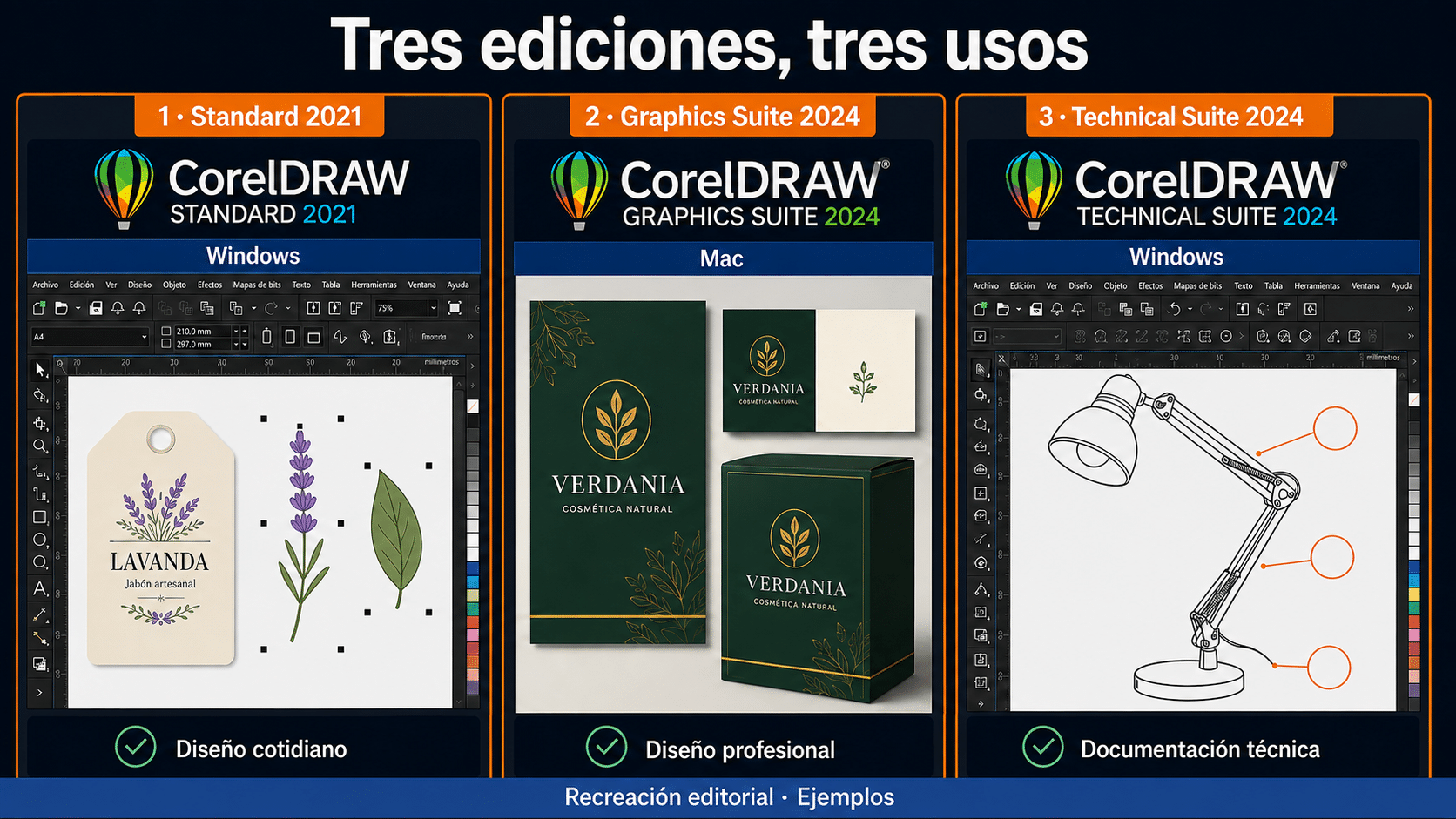 Diferencias entre Standard 2021 Graphics Suite 2024 Mac y Technical Suite 2024 Windows