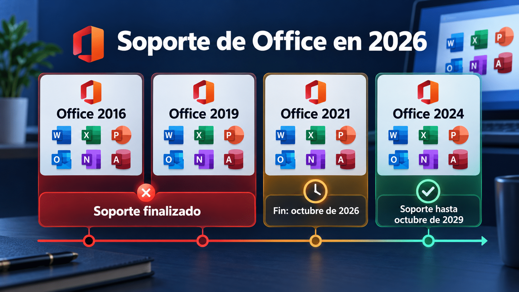 Línea de soporte de Office 2016 2019 2021 y 2024