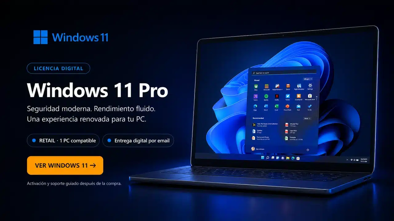 Promoción Windows 11 Pro Retail para equipos compatibles.