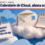 Ilustración con una metáfora visual: un cielo de papel calado en capas celestes con nubes de algodón; sobre la nube de adelante, un sobre de correo y un calendario de escritorio de anillos, y en primer plano una credencial de visitante con cinta coral que dice «Pase aparte: contraseña específica de app». Arriba, en una franja clara, el logo de OpenAI, el texto «OpenAI · ChatGPT + iCloud» y el titular «Mail y Calendario de iCloud, ahora en ChatGPT».