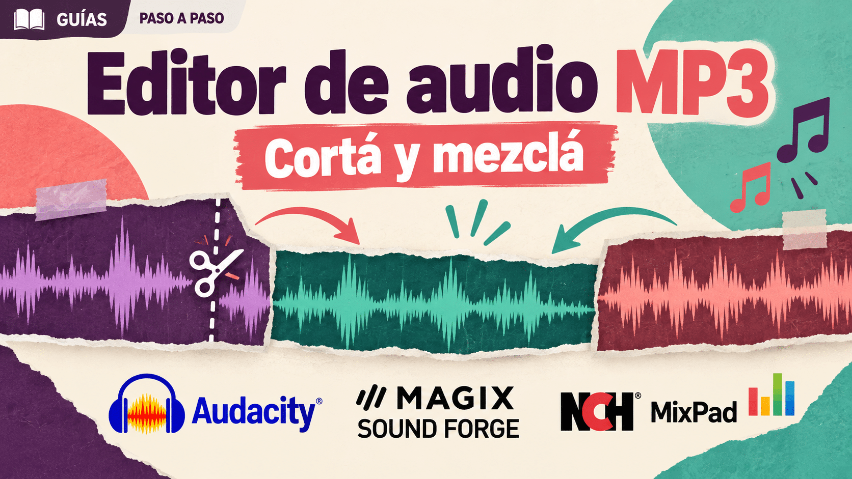 Editor de audio MP3 para recortar canciones y mezclar voz y música en una PC