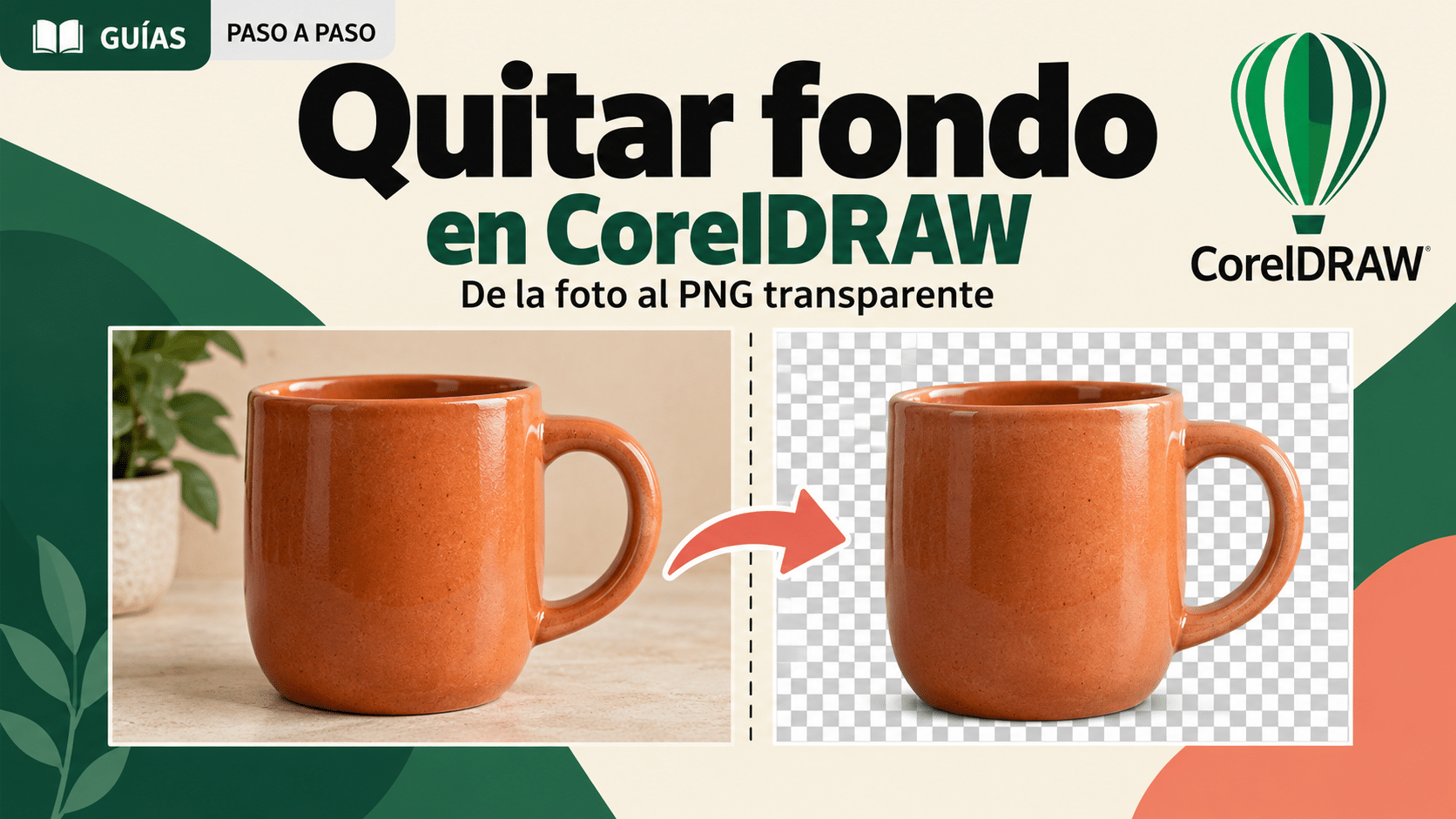 quitar fondo en corel draw: foto recortada con transparencia y logo CorelDRAW