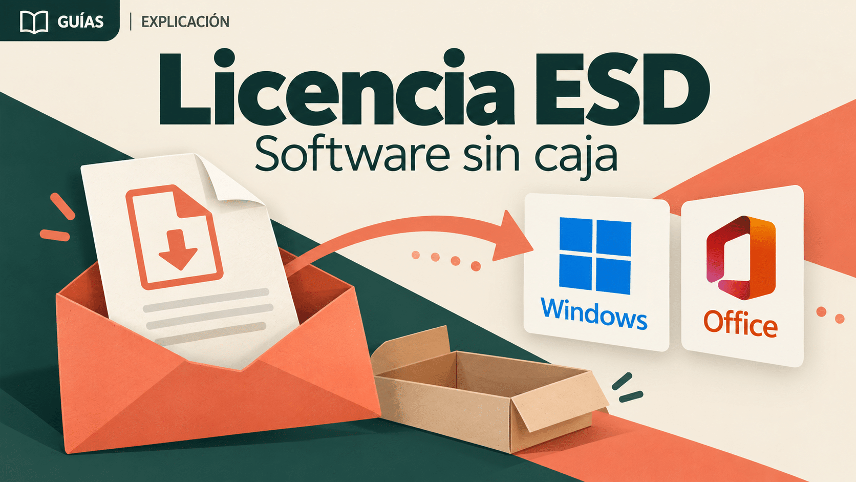 Licencia ESD y entrega digital de Windows y Office frente a una presentación en caja