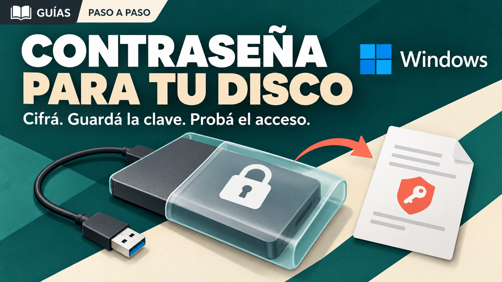 Poner contraseña a disco duro externo con cifrado y recuperación separada