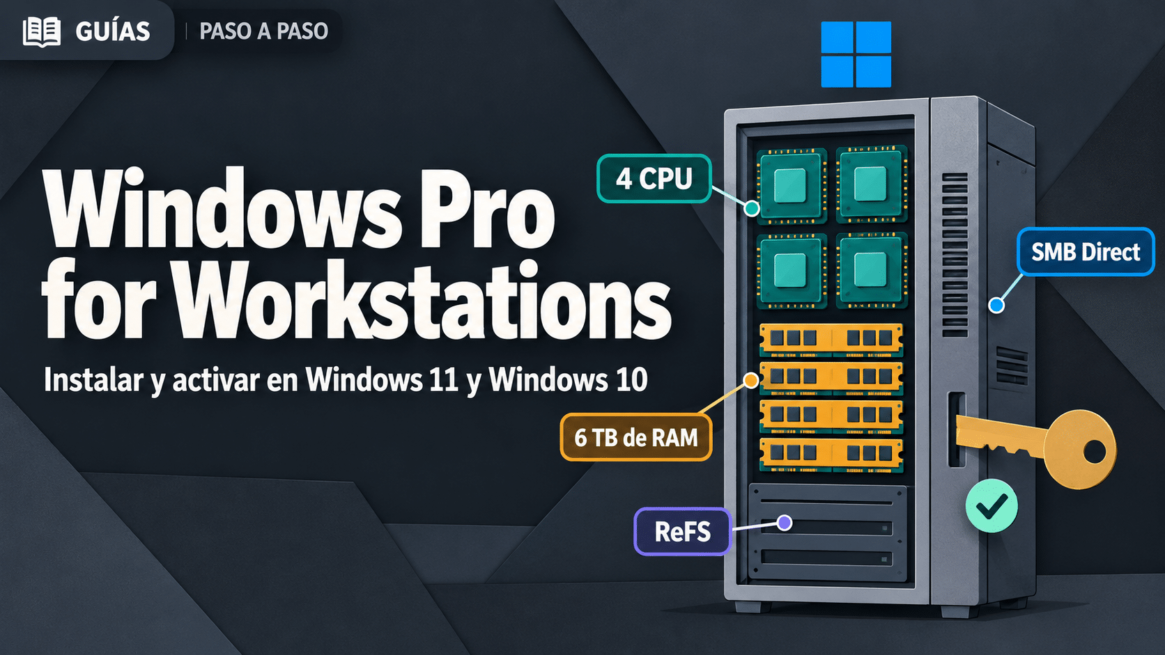 Guía TCD para instalar y activar Windows Pro for Workstations en Windows 11 y 10: 4 CPU, 6 TB de RAM, ReFS y SMB Direct