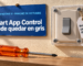 Ilustración: un interruptor de pared color marfil con su palanca gris, tapado por una cubierta de acrílico atornillada, y una etiqueta que dice «Problema conocido de KB5127648». A la izquierda, el logo de Microsoft, «Windows 11 · Parche de octubre» y el titular «Smart App Control puede quedar en gris».