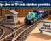 Ilustración de una maqueta ferroviaria sobre una mesa de madera clara: una locomotora de juguete con los colores y el logo de Edge toma un desvío recto que esquiva una casilla rotulada «Intermediario». Adelante, un cartel de estación dice «Hasta 33% con la PC cargada». Arriba, en una franja azul noche, el logo de Edge, el texto «Microsoft Edge · 29 de octubre de 2026» y el titular «Edge abre un 15% más rápido si ya estaba abierto».