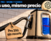 Ilustración de un surtidor de combustible antiguo esmaltado en color crema y negro, con el logo de OpenAI en su globo superior y un visor de vidrio donde un líquido azul cobalto llega casi al tope, por encima de una marca tachada en rojo. De la manguera cuelga una etiqueta de cartón que dice «Pro 200: sin recorte». Arriba, en una franja oscura, el texto «ChatGPT Pro · Work y Codex» y el titular «Más uso, mismo precio».