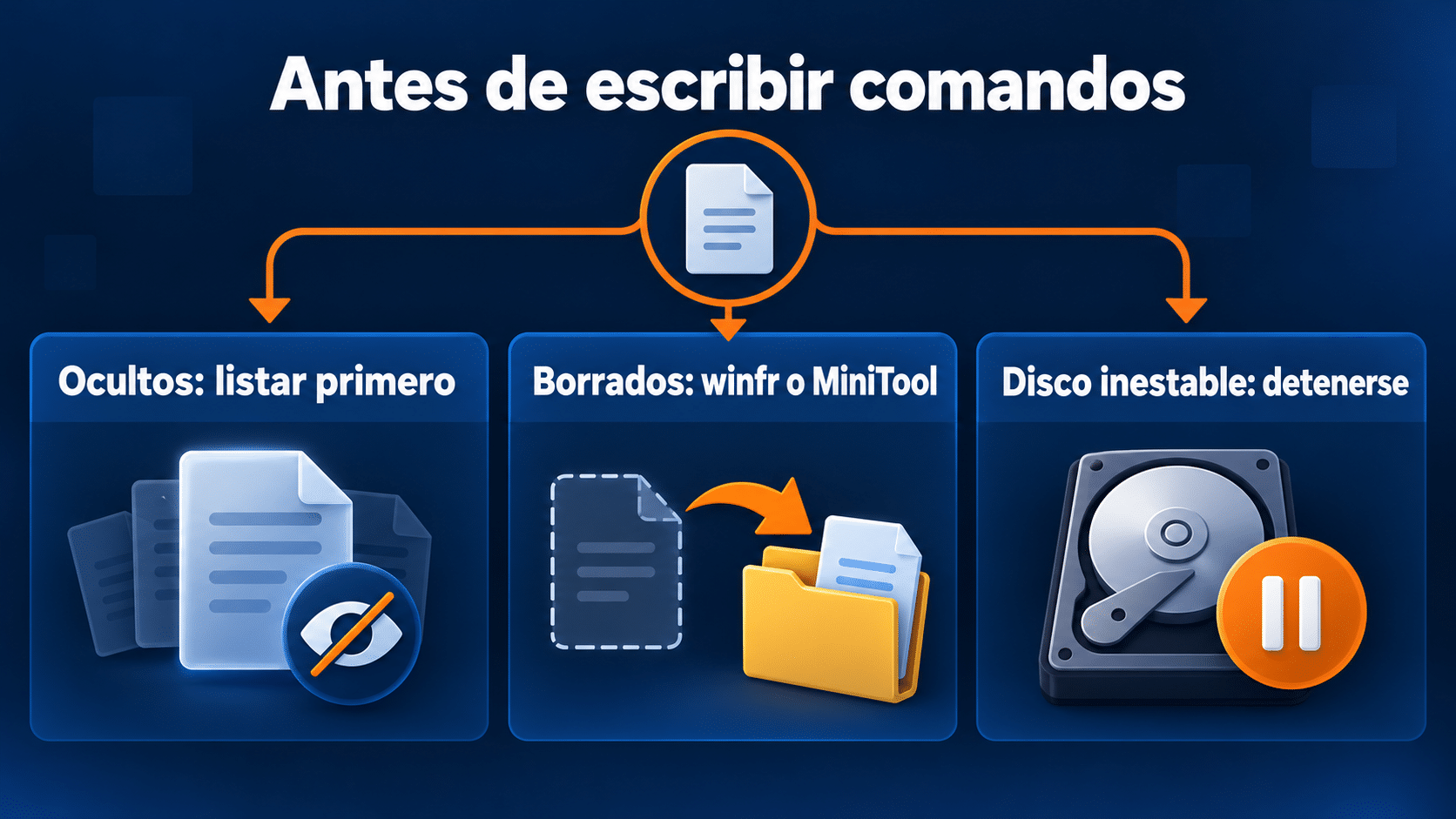 Rutas para archivos ocultos, borrados y disco inestable