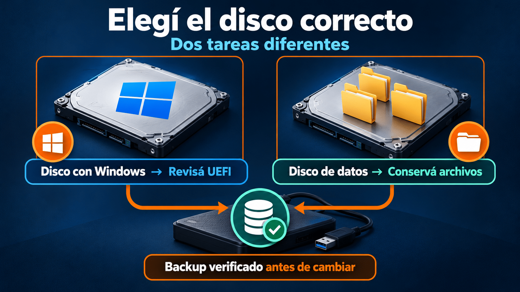 Elegir entre disco de sistema y datos antes de convertir MBR a GPT