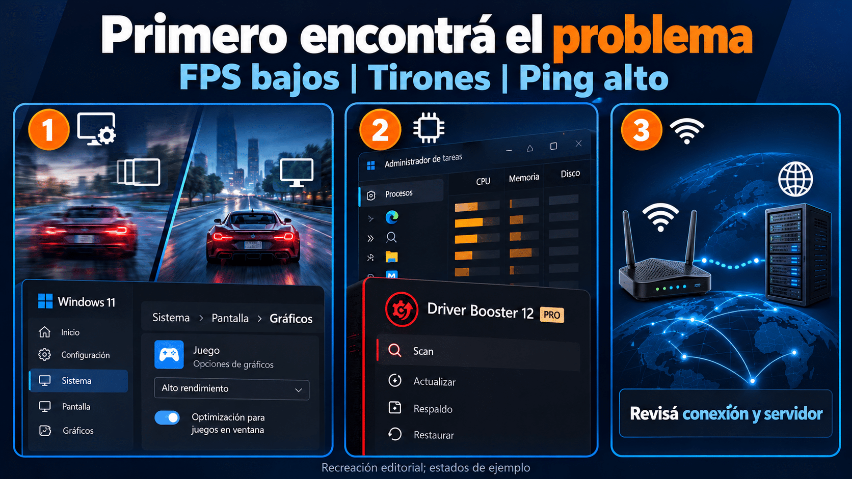 Separar FPS bajos tirones y ping alto al optimizar Windows 11 para juegos