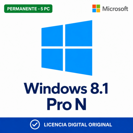 Windows 8.1 Pro N - 5 Pc - Licencia Permanente