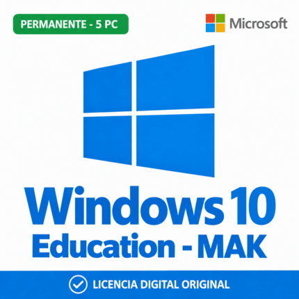 Windows 10 Education MAK - 5 Pc - Licencia Permanente