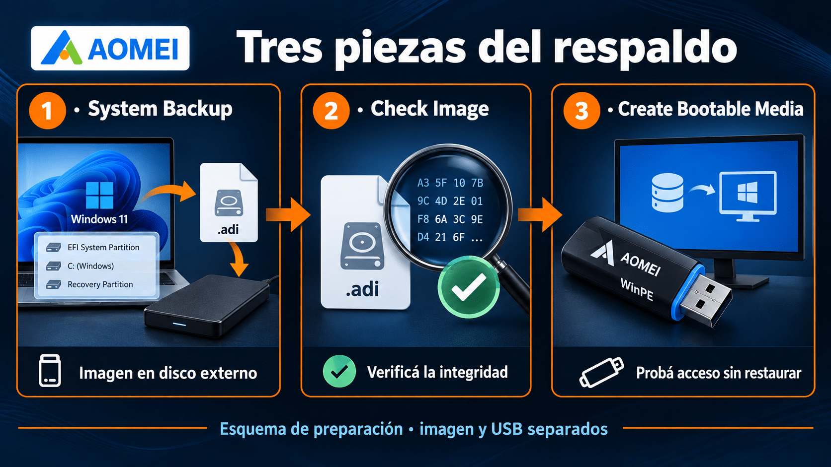 Imagen del sistema y USB de rescate con AOMEI Backupper
