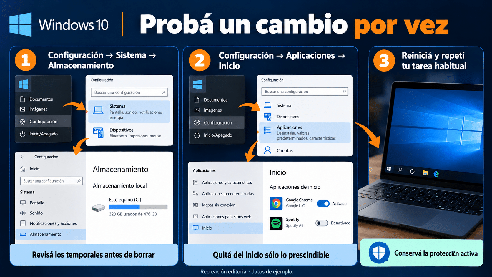 Rutas gratuitas de mantenimiento de almacenamiento e inicio en Windows 10