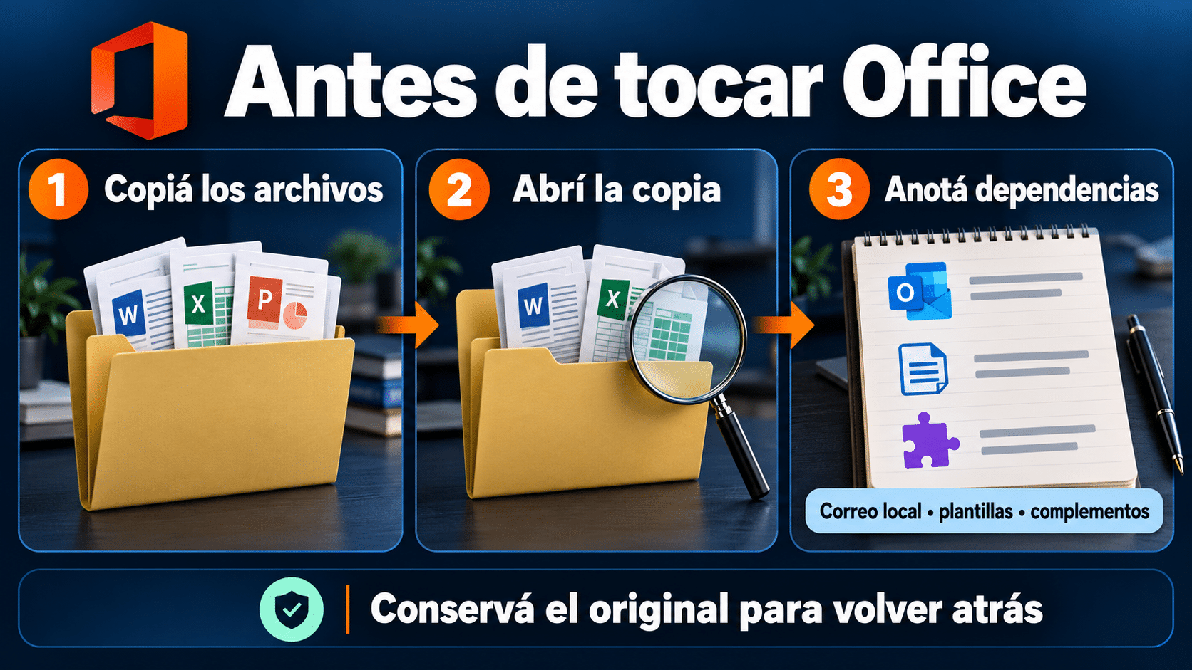 Respaldo antes del cambio: archivos, dependencias y prueba de recuperación
