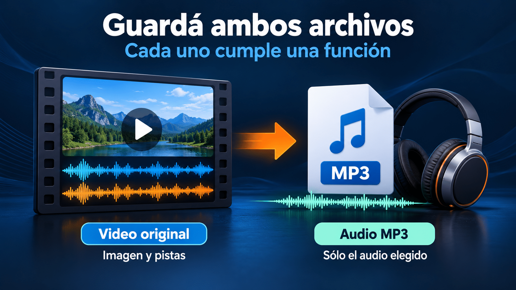 Relación entre video original, selección de pista y salida MP3 nueva