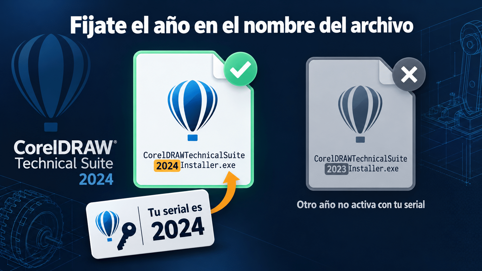 Descarga del instalador oficial CorelDRAWTechnicalSuite2024Installer.exe desde el sitio de Corel