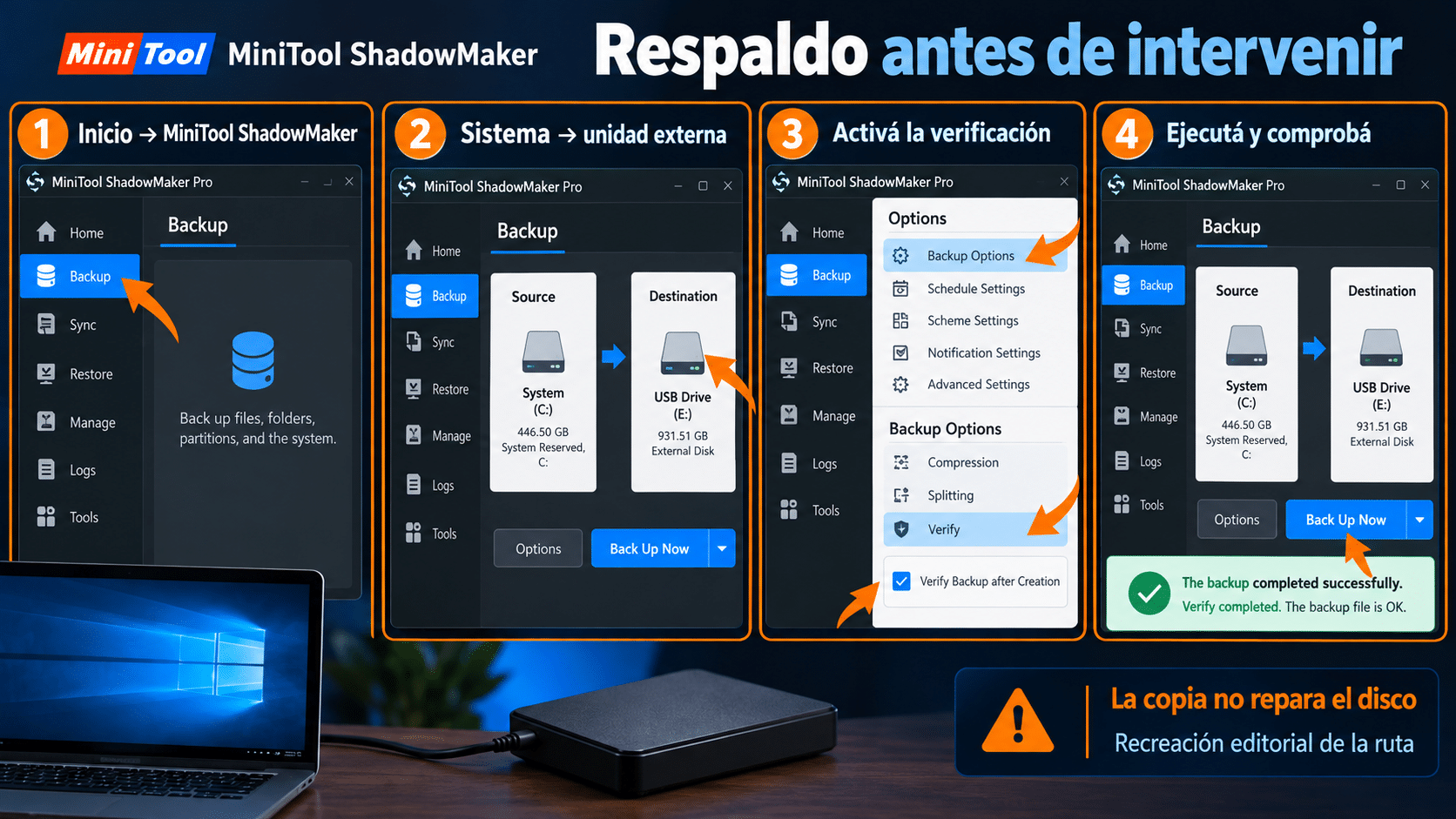 Crear y verificar una imagen del sistema con MiniTool ShadowMaker