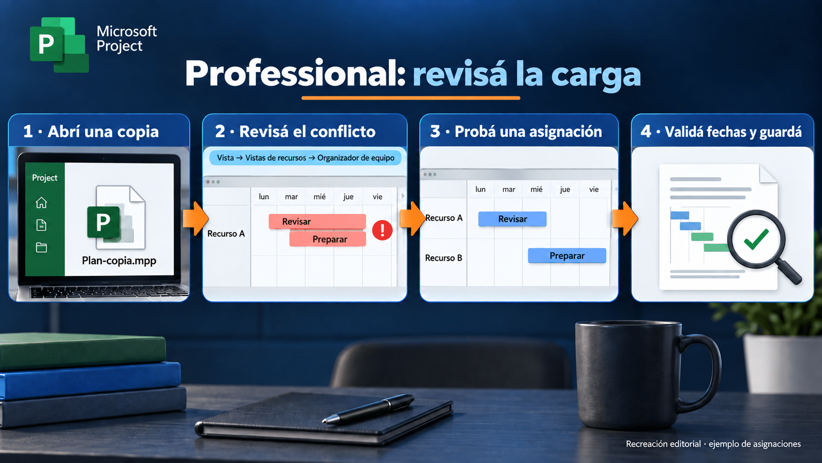 Professional: copia del plan, Organizador de equipo, conflicto y validación