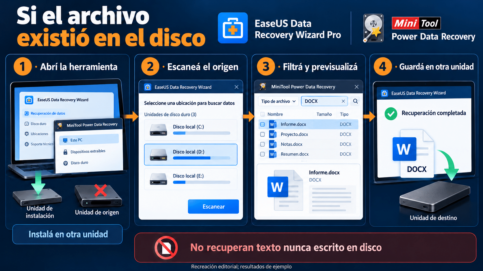 Aplicar un flujo seguro para un DOCX o copia borrada que existió en disco.