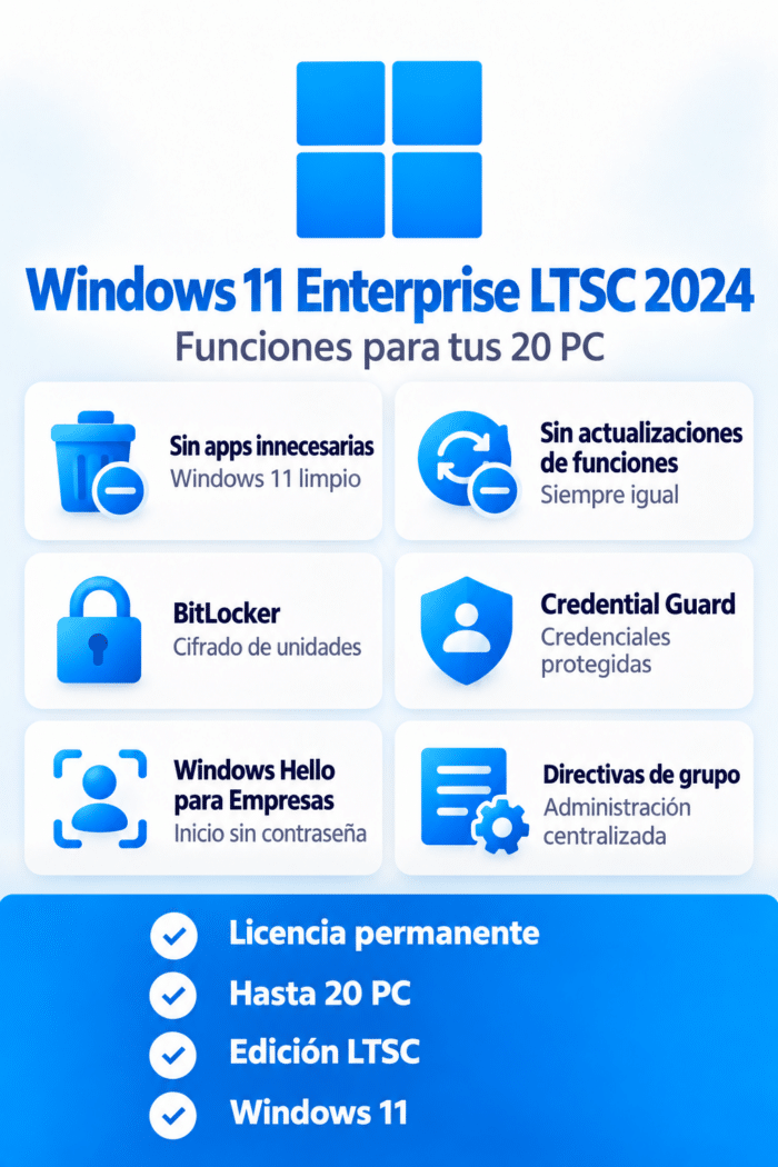 Windows 11 Enterprise LTSC 2024 - 20 Pc - Licencia Permanente - Tu ...
