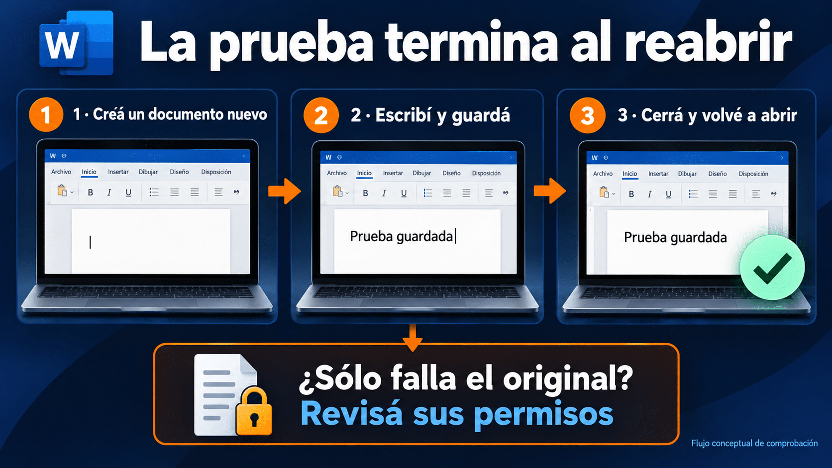 Comprobación de edición y guardado después de instalar Office correctamente