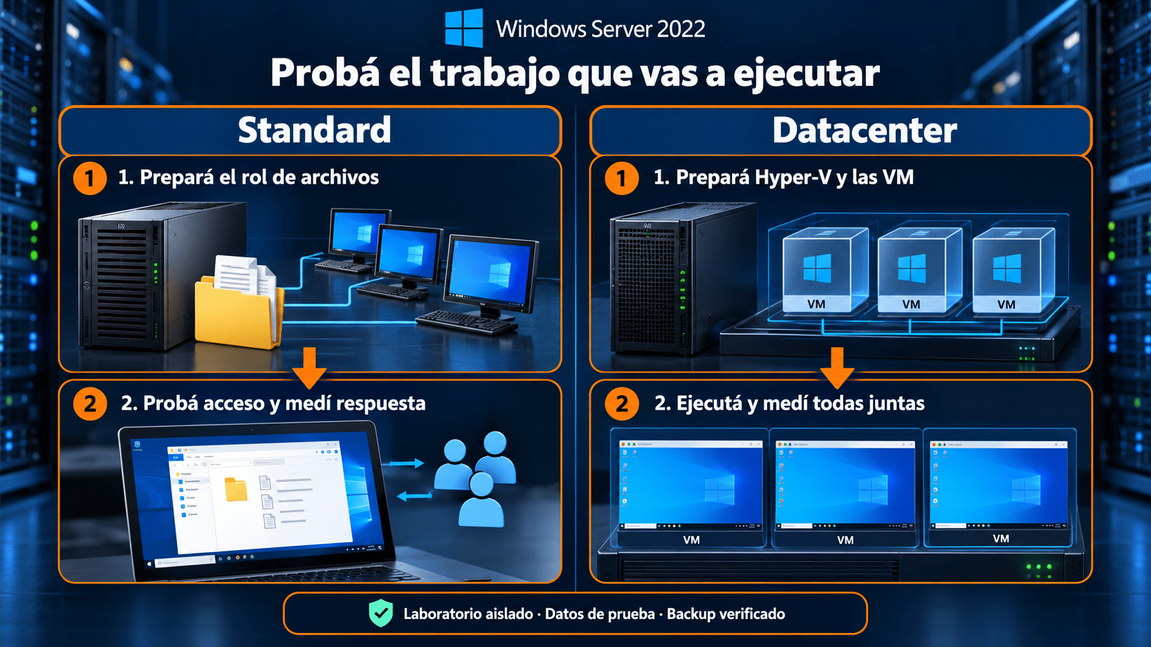 Ensayo de Standard y Datacenter con resultado medible