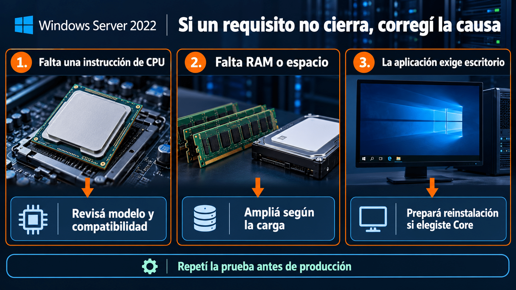 Decisión ante un requisito incumplido antes de instalar