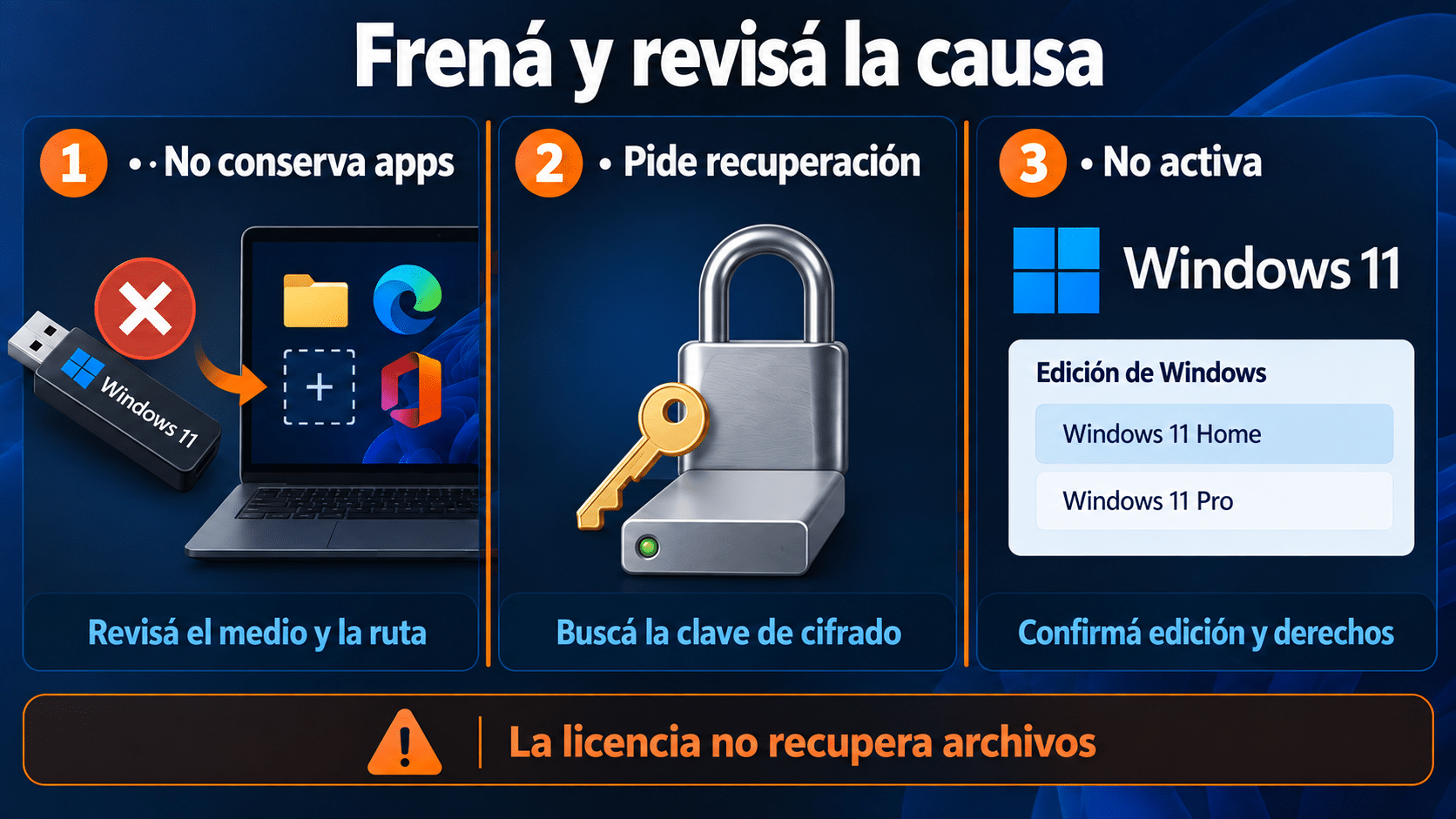 Diagnóstico de tres frenos durante la reinstalación