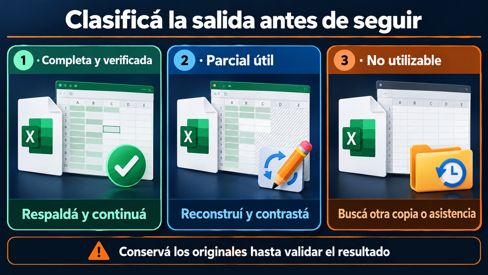 Clasificar el libro recuperado como completo, parcial útil o no utilizable