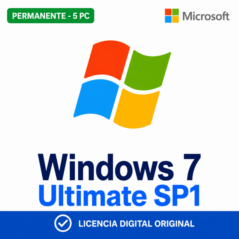 Windows 7 Ultimate SP1 - 5 Pc - Licencia Permanente